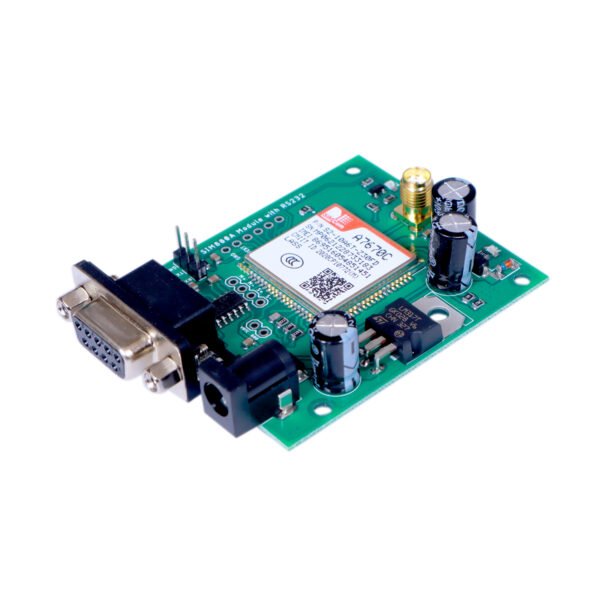 A 4G LTE module with SIM card socket, SMA antenna connector, DC power jack, and an RS232 interface. Supports wireless communication modes of LTE-TDD/LTE-FDD/GSM/GPRS/EDGE. This board is built around the SIMCOM A7670C LTE module and comes with an RS232 interface. The RS232 interface enables easy connection with the computer or laptop using a USB to Serial connector or to the microcontroller using an RS232 to TTL converter. A 3-pin header also exposes a 1.8V level UART interface for direct interfacing with microcontrollers. Communication with A7670C is done using AT commands. Comes with a SIM Cardholder and SMA antenna connector. Input power is provided through a DC Jack. A power LED indicates when the system is powered ON and a NET LED indicates network status.