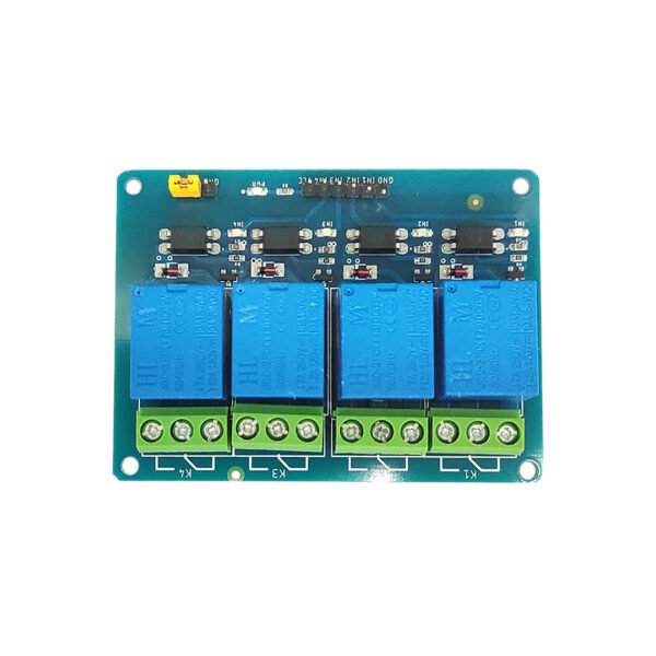 This is ADIY 4 Channel Isolated 5V 10A Relay Module, A wide range of microcontrollers such as Arduino, AVR, PIC, ARM and so on can control it. It is also able to control various appliances and other types of equipment with large current. Relay output maximum contact is AC250V 10A and DC5V 10A. One can connect a microcontroller with standard interface directly to it. Red working status indicator lights are conducive to the safe use. It has a wide range of applications such as all MCU control, industrial sector, PLC control, smart home control. Ready to get switching on your Raspberry Pi?! This neat relay module features 4 x 5V relays rated at 10A/250V each. It is designed to switch up to 4 high current (10A) or high voltage (250V) loads with the help of microcontroller! Each relay can individually switch on/off by an opto-isolated digital input, which that can connect directly to a microcontroller output pin. It only requires a voltage of approx. 1.0V to switch the inputs on but can handle input voltages up to 5V. This makes it ideal for 1.0V to 5V devices.